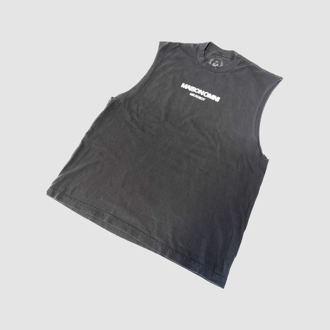 VERTEBRAE GARMENT DYE SLEEVELESS TEE (VINTAGE BLACK)