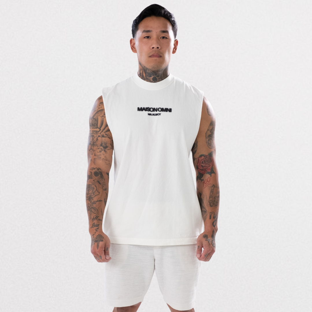 VERTEBRAE GARMENT DYE SLEEVELESS TEE ( OFF WHITE)