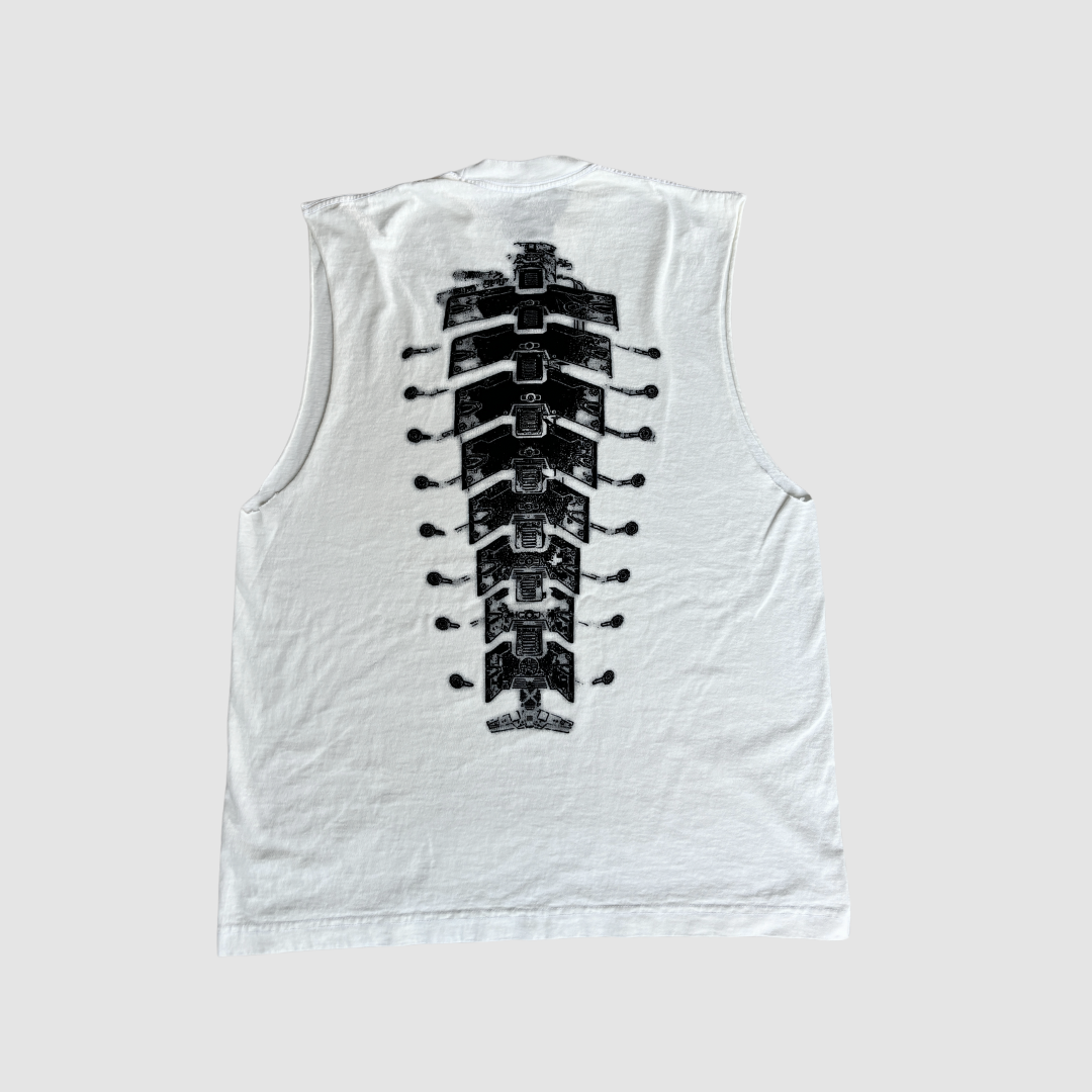 VERTEBRAE ガーメントダイ ノースリーブTシャツ（ホワイト）