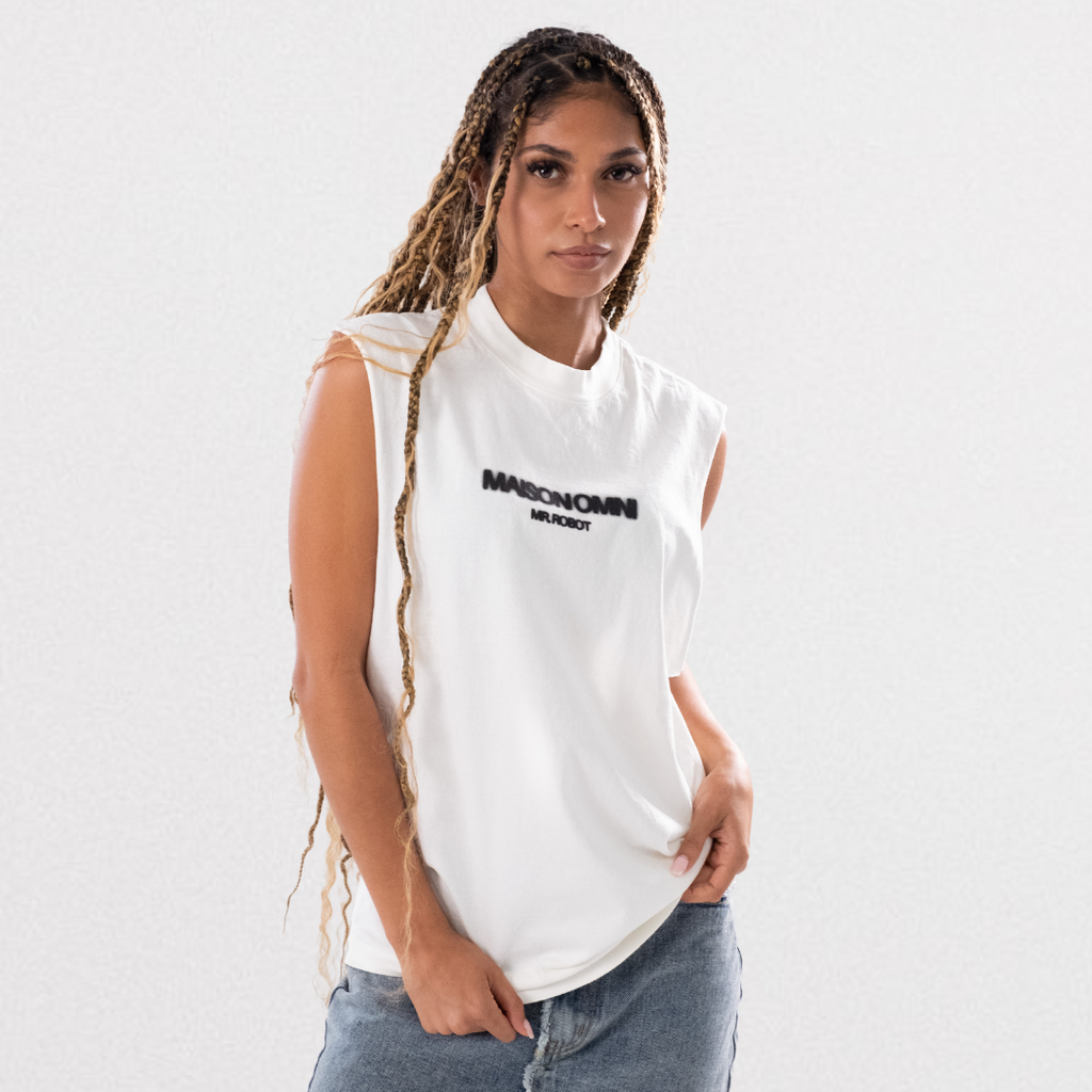 VERTEBRAE GARMENT DYE SLEEVELESS TEE ( OFF WHITE) VERTEBRAE GARMENT DYE SLEEVELESS TEE ( OFF WHITE)