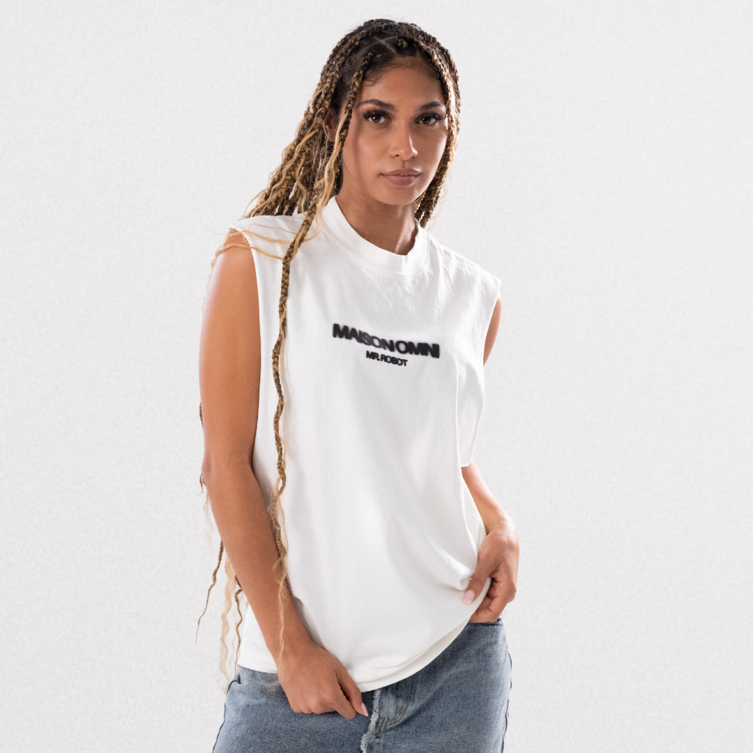 VERTEBRAE GARMENT DYE SLEEVELESS TEE ( OFF WHITE)